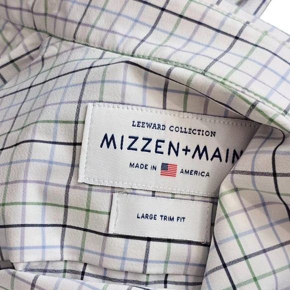 Mizzen+Main Mens Leeward Long Sleeve Button Down Shirt Size Large Trim Fit - Picture 4 of 8